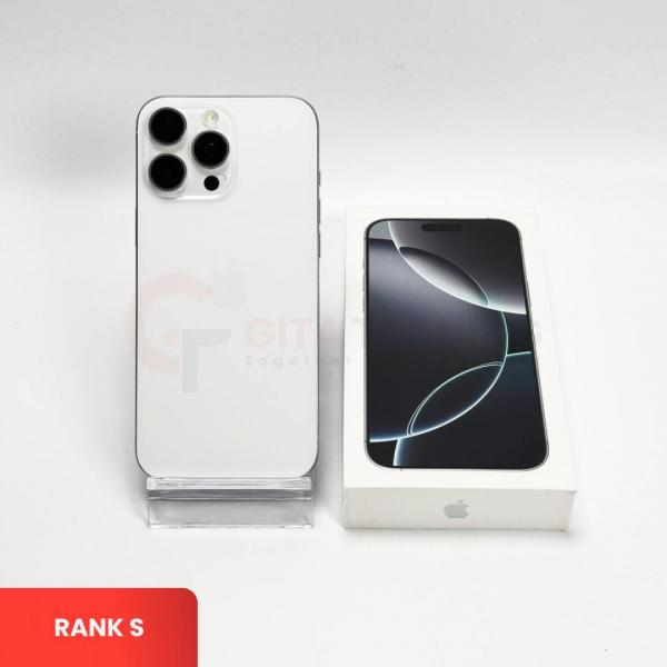 APPLE iPhone 16 Pro Max 5G White Titanium - Sim Free | ROM: 256GB | Dual Sim FISIK & Silent Camera | Battery Health 92% | IMEI: 351889727627714 | RANK S