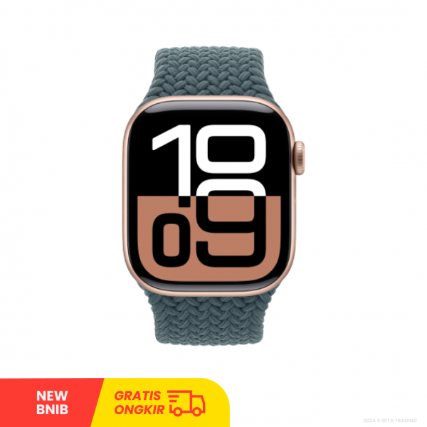 APPLE WATCH SERIES 10 46mm GPS (Rose Gold Aluminum/ With Lake Green Braide Solo Loop /LPVWMN4Q7K) - NEW BNIB
